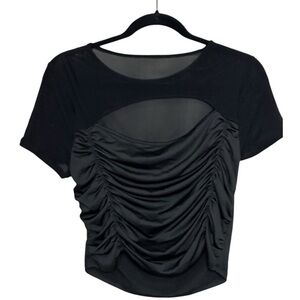 Cider Black Ruched Front Cutout Crop Top- NWT- XL